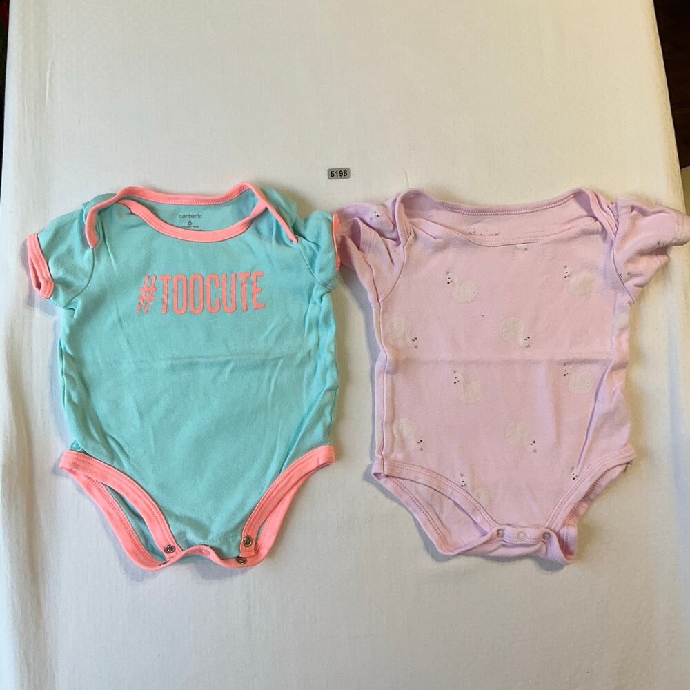 Rene Rofe Baby Girl size 6M-9M Pink Swans Carter’s 6M Blue Short Sleeve